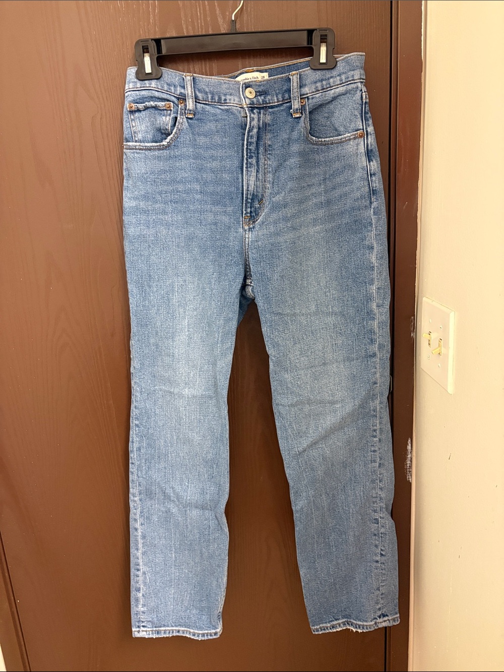 Abercrombie & Fitch Medium Blue High-Rise Straight Jeans